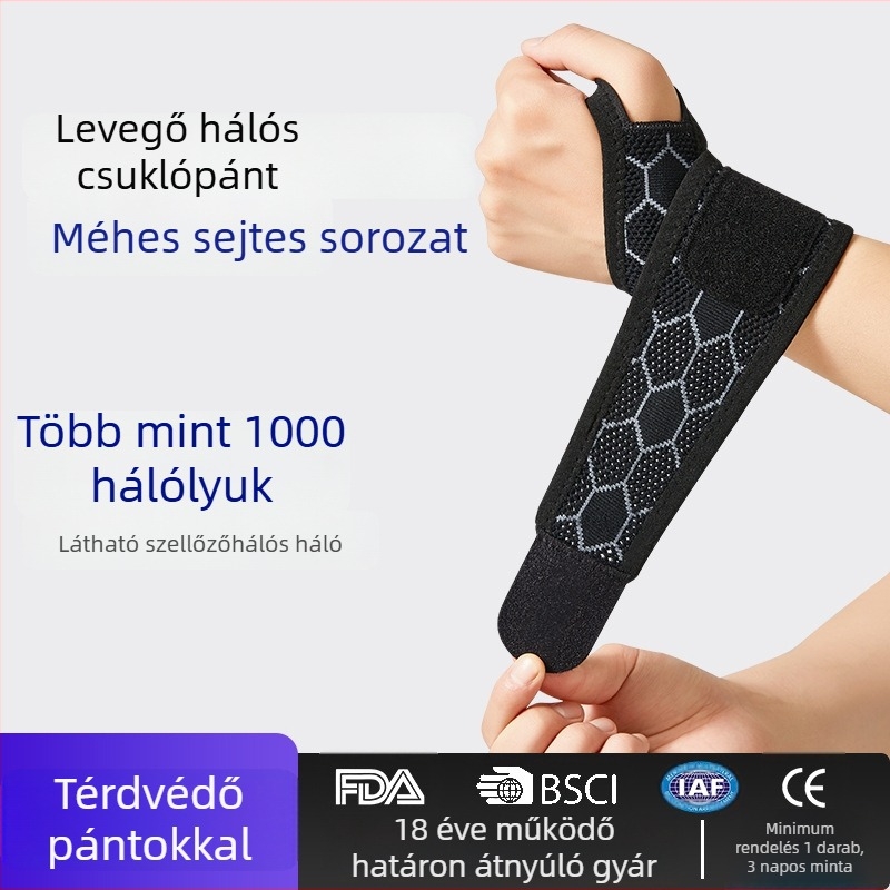 Ínhüvelyes csuklóvédő, poliészter rostból, felnőtteknek, kosárlabda, tenis és tollaslabda