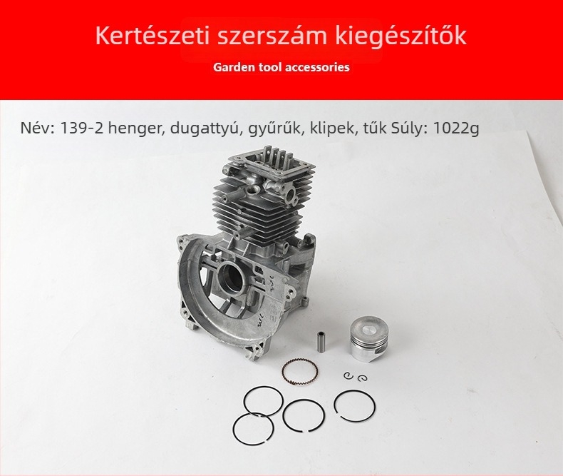 Fűnyíró hengerkészlet 139-2: dugattyúgyűrű és csapszeg, alumínium alkatrészek, erőforrás hengerkészlet