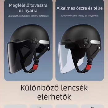 Elektromos motorkerékpár fél sisak napvédővel, uniszex felnőtteknek, retro nyári dizájn, minden évszakhoz, ABS anyag, 3C tanúsítvány, elektromos kerékpárhoz