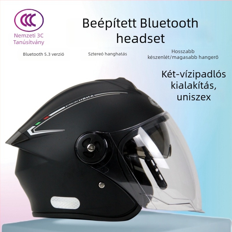 3/4 sisak elektromos járművekhez, beépített Bluetooth headsettel, univerzális méret, ABS, minden évszakra