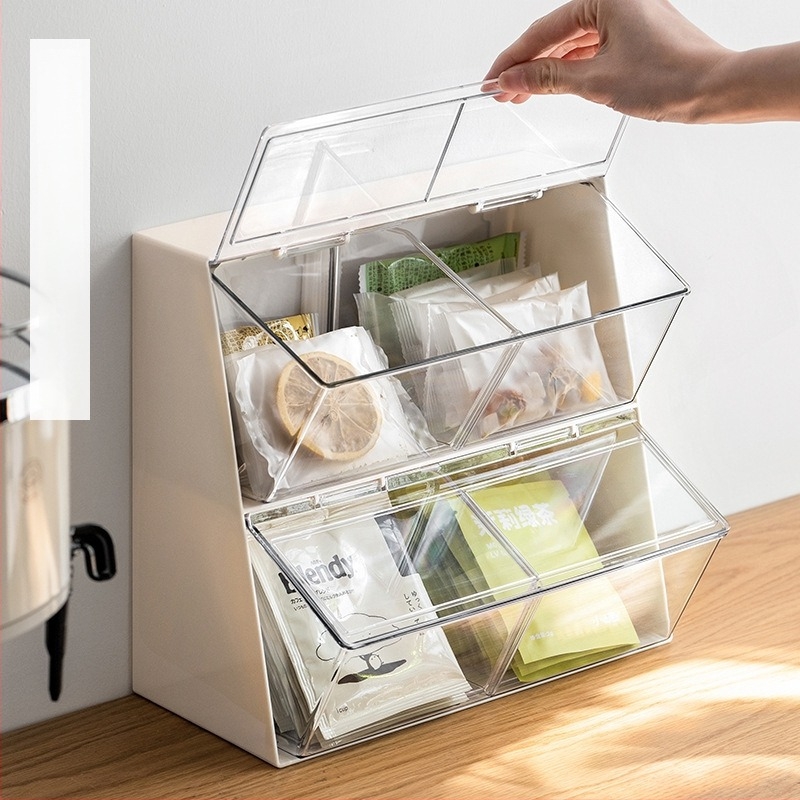 Tea zsák tartó, műanyag (PET+ABS+GPPS), 8L kapacitás, modern minimalist stílus, testreszabás és logónyomtatás