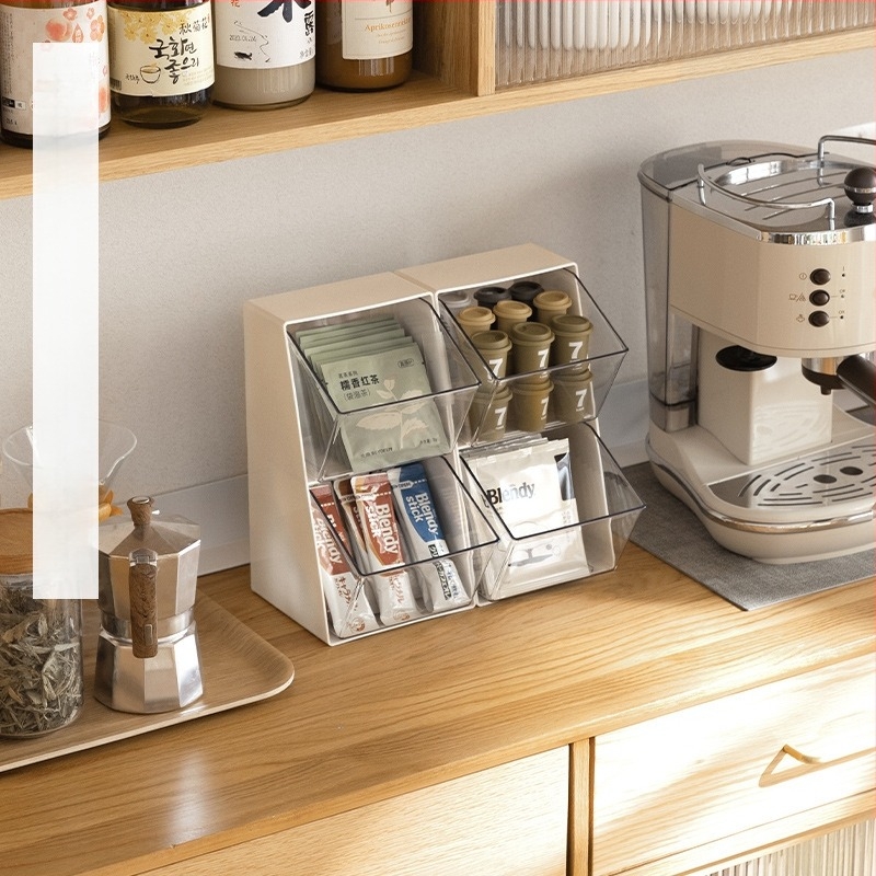 Tea zsák tartó, műanyag (PET+ABS+GPPS), 8L kapacitás, modern minimalist stílus, testreszabás és logónyomtatás