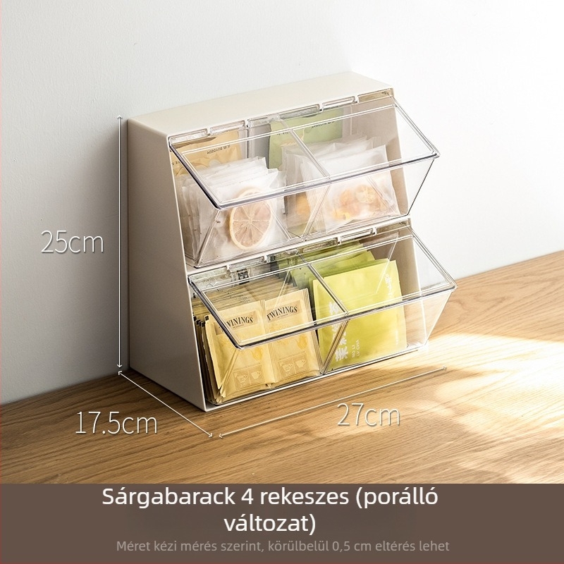 Tea zsák tartó, műanyag (PET+ABS+GPPS), 8L kapacitás, modern minimalist stílus, testreszabás és logónyomtatás