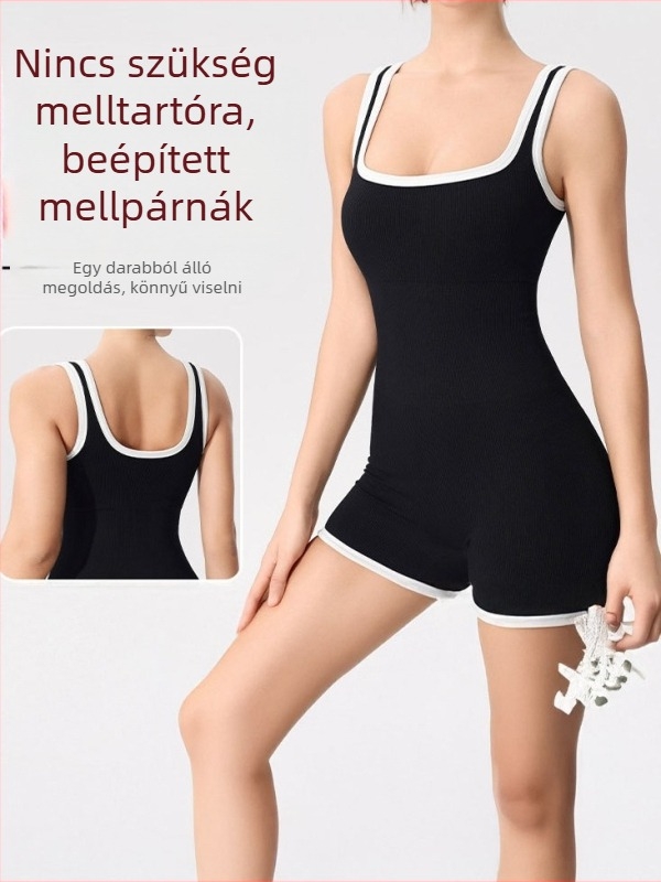 Női egyrészes jóga ruha melltámasz-párnákkal, nedvességelvezető anyag, 90% nylon, 10% spandex, aeró-jóga számára