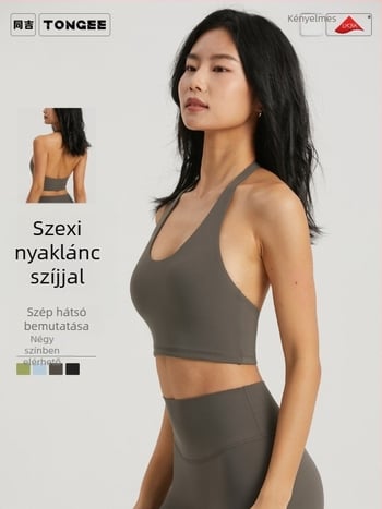 Sportmelltartó halterneknyakú, rögzített pántokkal, vezeték nélküli, 3/4 kosár, közepes formázás, NULS anyag (80% nylon / 20% spandex), hátsó támasz tánc sportokhoz