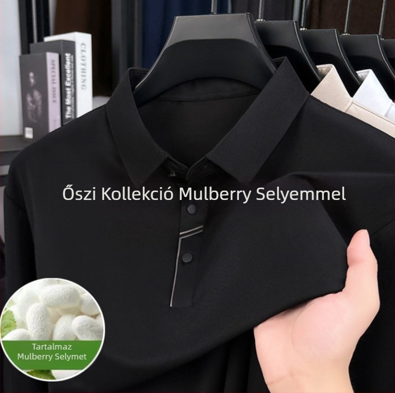 Hosszú ujjú póló, karcsú szabás, aszimmetrikus blokk dizájn, mulberry selyem keverék anyag