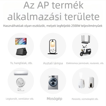 Pucai vezeték nélküli távirányítós aljzat, 220V, 10A, 2500W, biztonsági védelemmel