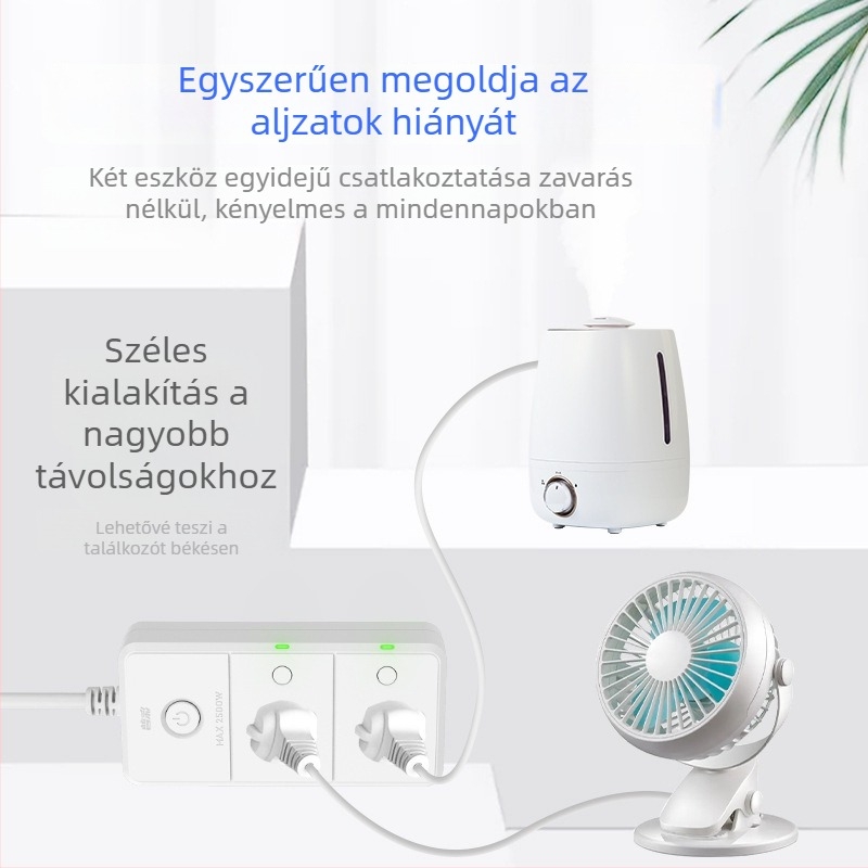 Pucai vezeték nélküli távirányítós aljzat, 220V, 10A, 2500W, biztonsági védelemmel