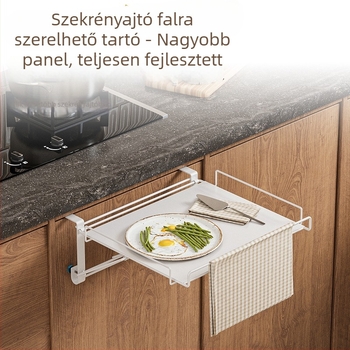 Konyhai polc, összecsukható, fali szerelésű, rozsdamentes acél, japán retro stílus, 1 szintű tárolás