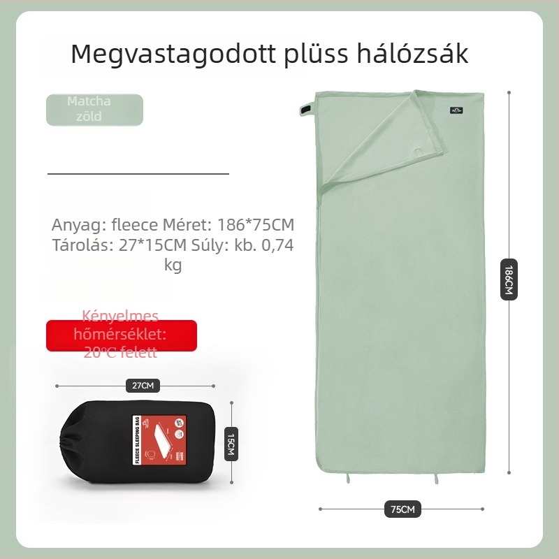 Boríték alakú hálózsák, külső és bélés 100% poliészter, súly 500 g, felnőtteknek, használható hotelben, kempingben, nappaliban és irodában.