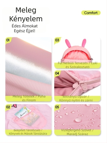 Gyerekeknek való kemping alvózsák – borítékstílus, poliészter töltet, bélés és anyag, súly 850 g, gyerekeknek