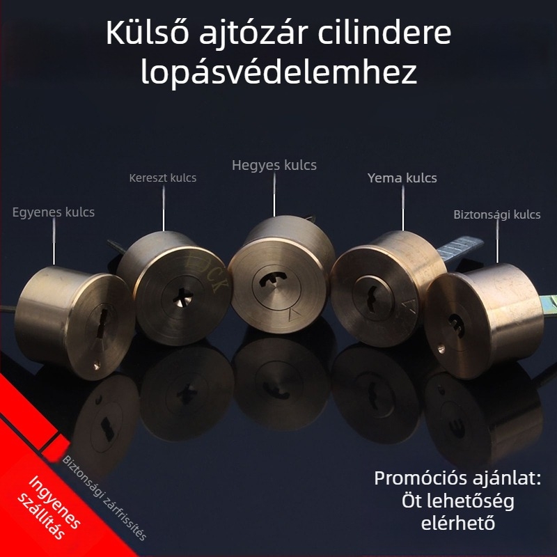 Réz ajtózár, golyó típusú zár, modell 9219, Amerikai stílus