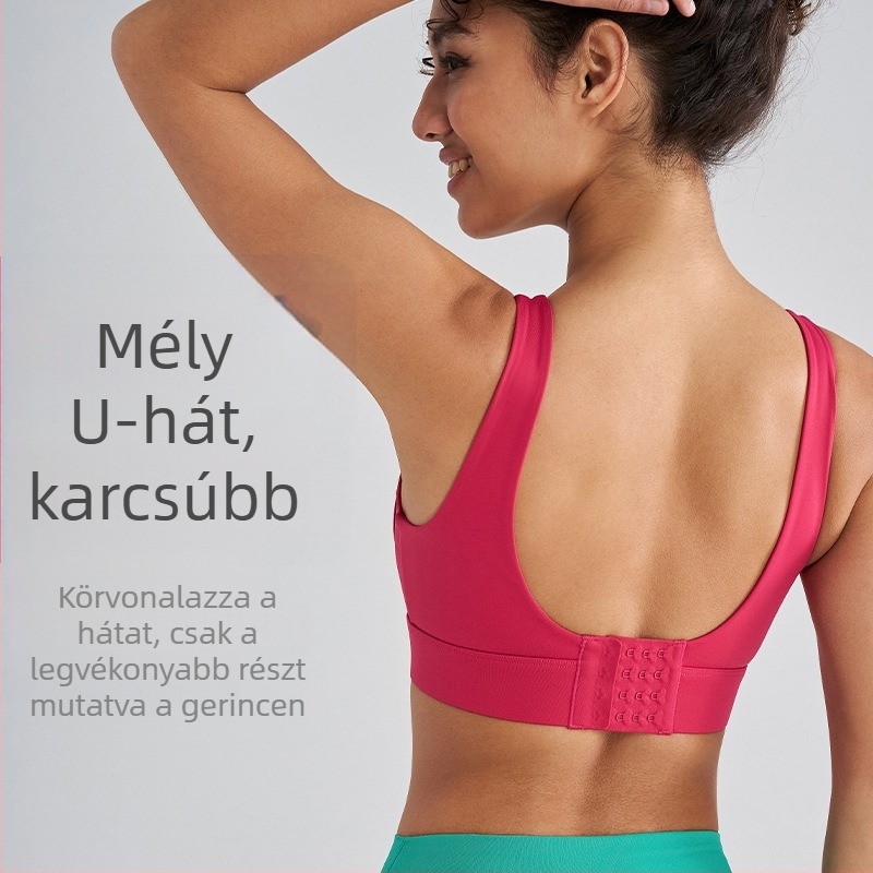 OTSA Női sportmelltartó integrált párnával, egyrészes jóga top, erős támogatás, hátul négy soros záródás, fix dupla vállpántok
