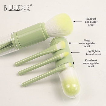 Négy az egyben visszahúzható sminkecset készlet, hordozható és multifunkcionális, szintetikus szálakkal, dobozos csomagolás.