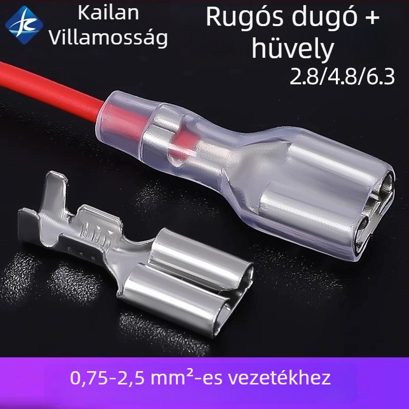 Crimpelt réz terminál csatlakozó, 4.8/6.3 mm, női csatlakozó, 1000 darab