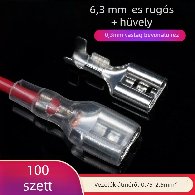 Crimpelt réz terminál csatlakozó, 4.8/6.3 mm, női csatlakozó, 1000 darab