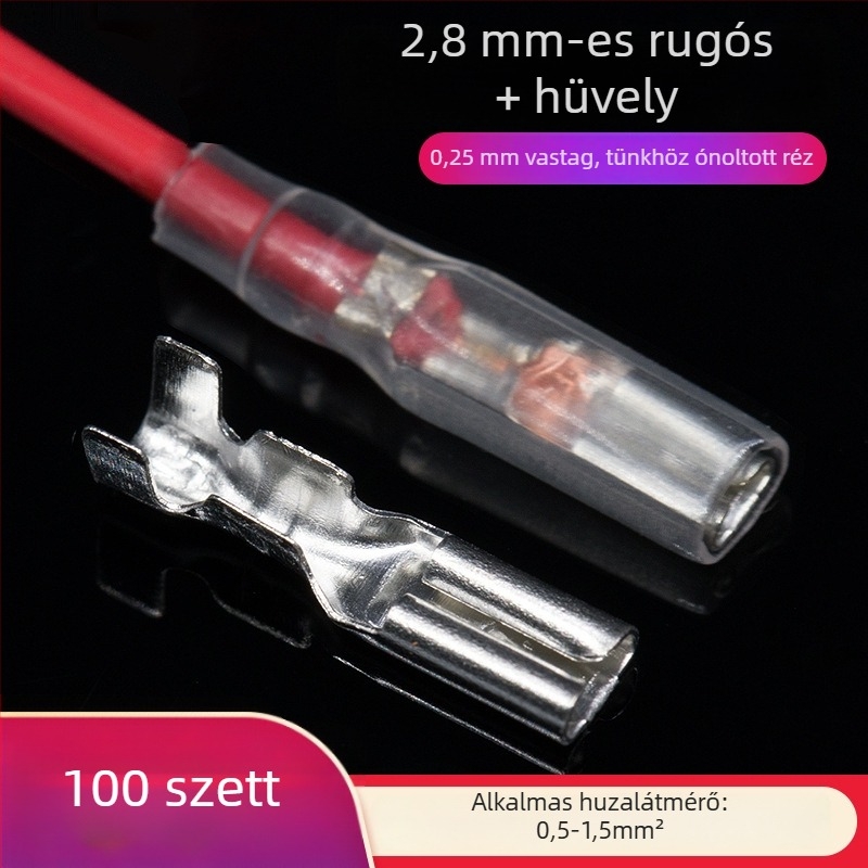 Crimpelt réz terminál csatlakozó, 4.8/6.3 mm, női csatlakozó, 1000 darab