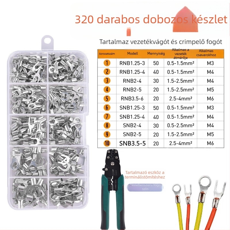 Hideg préselés terminál készlet OT/UT, kör alakú, 320 db, ZJBOSAI