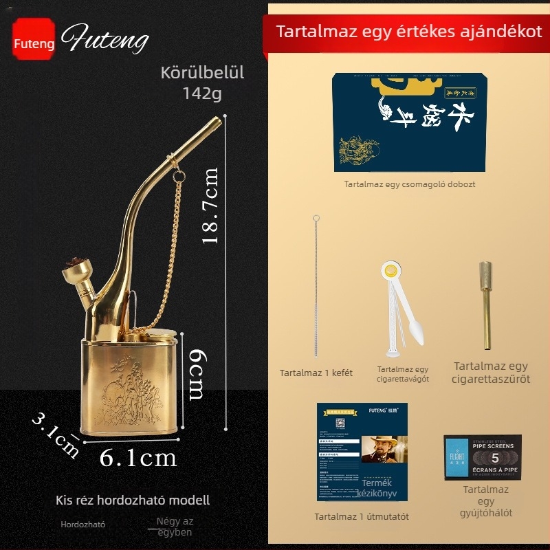 Forten vízipipa, réz testű, kettős használatú, új kínai stílus (Márka: Forten • Anyag: Réz • Stílus: Új kínai stílus • Funkció: Kettős használat)