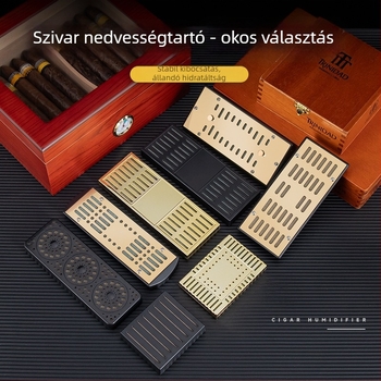 Szivar nedvesítő — Hordozható téglalap alakú doboz, rozsdamentes acél + ABS, szivar és tea nedvesítéséhez, HANNICOOK