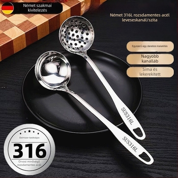 Hosszú nyelű leveskanál készlet, élelmiszer-minőségű rozsdamentes acél 304/316, olaj-elválasztó és szivárgásmentes, hőálló