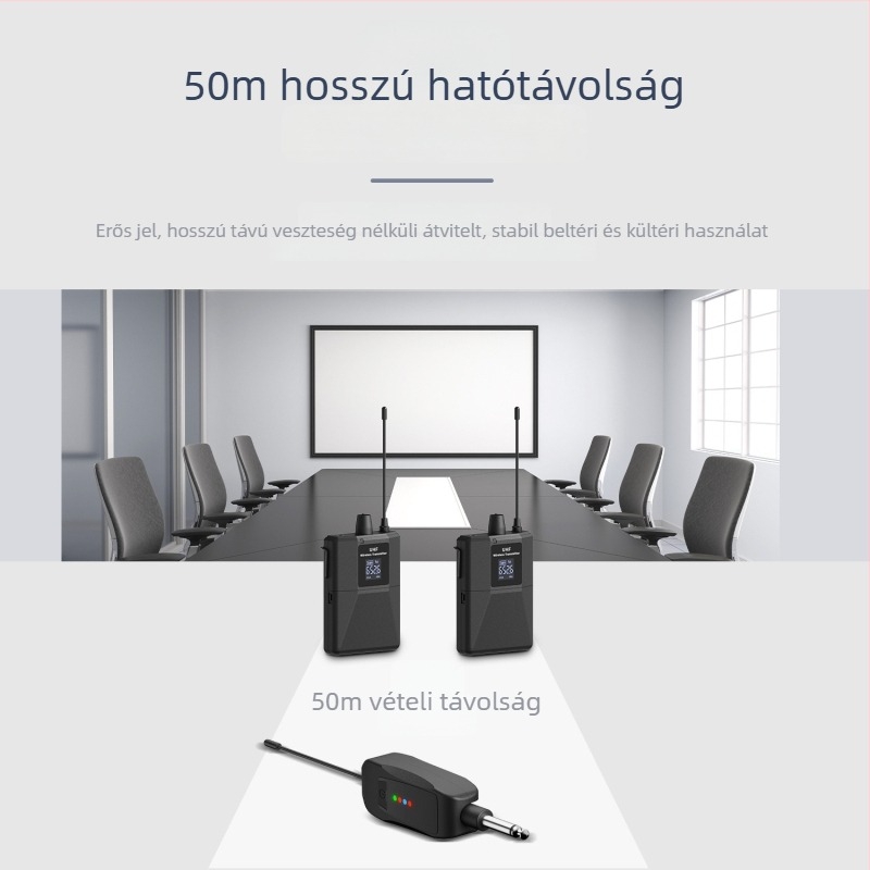 Lapel mikrofon kardioid, UHF 600-950MHz, cserélhető 300-500mAh akkumulátor, üzemidő 1-3 óra