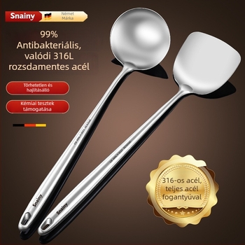 Hiaini 316 rozsdamentes acél konyhai spatula készlet hosszú fogantyúval és nagy leveskanállal – magas hőmérséklet-állóság, logónyomtatás elérhető