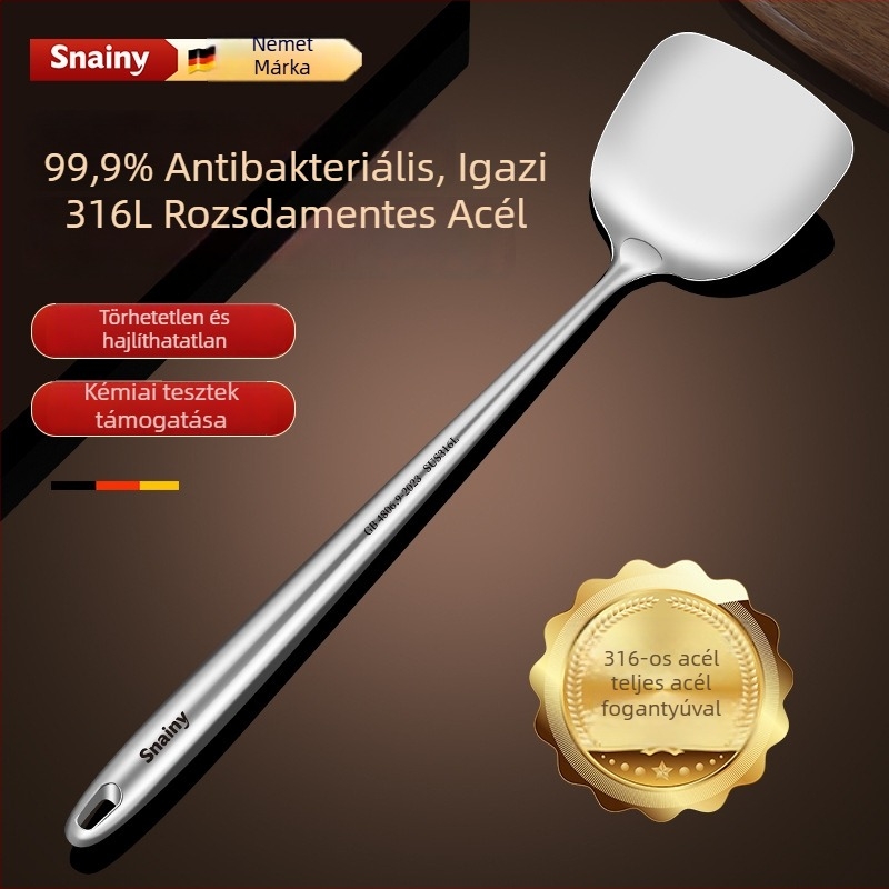 Hiaini 316 rozsdamentes acél konyhai spatula készlet hosszú fogantyúval és nagy leveskanállal – magas hőmérséklet-állóság, logónyomtatás elérhető