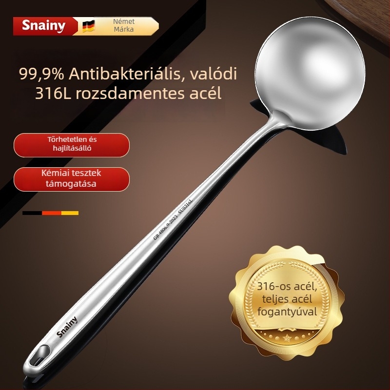 Hiaini 316 rozsdamentes acél konyhai spatula készlet hosszú fogantyúval és nagy leveskanállal – magas hőmérséklet-állóság, logónyomtatás elérhető