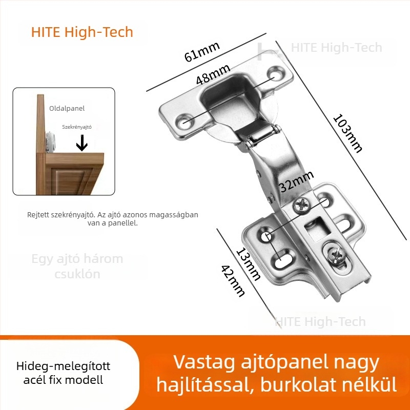 HITE szekrényajtó pánt, rozsdamentes acél, hidraulikus csillapítás, eltávolítható