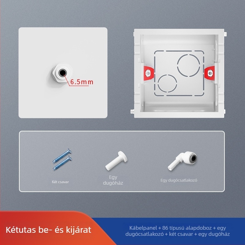 Fali PE vízcső panel a víztisztítóhoz, 86-os típus, 2-utas csatlakozás, beépített alsó doboz fedél; Márka: International Electrician