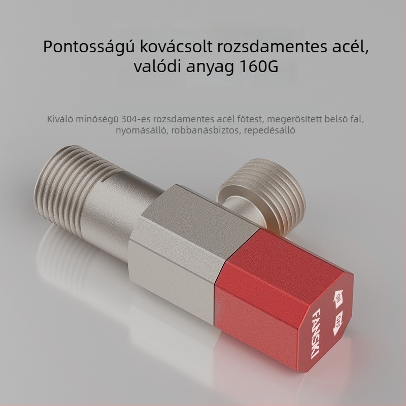 Rozsdamentes acélból készült nagy áramlású szögletes csap – meleg és hideg vízhez, univerzális visszafolyás elleni szelep, háztartási golyóscsap
