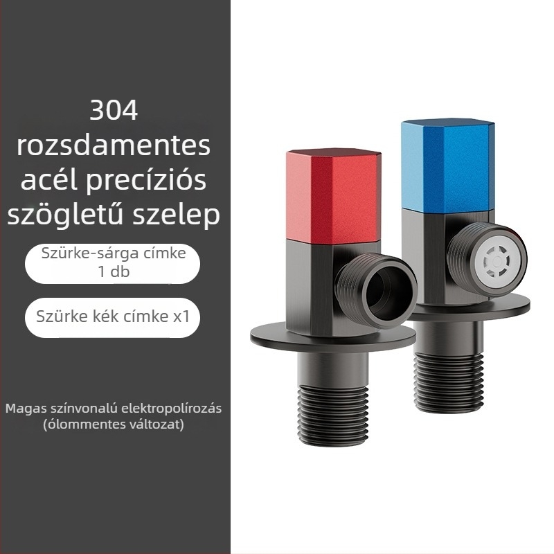 Rozsdamentes acélból készült nagy áramlású szögletes csap – meleg és hideg vízhez, univerzális visszafolyás elleni szelep, háztartási golyóscsap