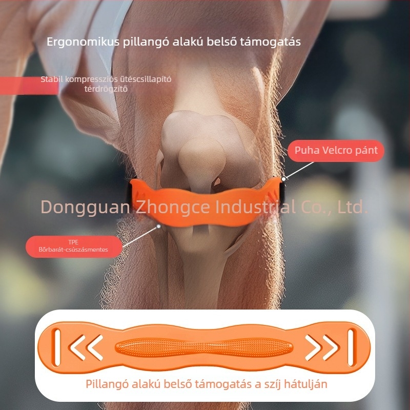 HPO térdvédő állítható patellárögzítővel – ütéscsillapító, spandex anyagú, sportokhoz és szabadtéri tevékenységekhez