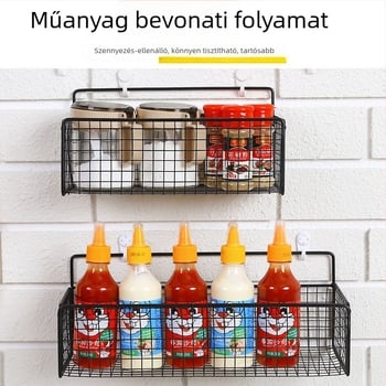 Fali tároló polc telepítés nélkül; kampóval rögzítés; 1 réteg; kovácsoltvas felületű bevonat; alkalmas fürdőszobára, konyhára, sminkre, hálószobára és nappalira.