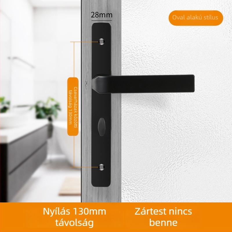 Ajtózár fogantyú – modell Narrow side door lock, anyag: alumínium és vas, típus: fogantyúzár, alkalmazás: WC, stílus: modern minimalista