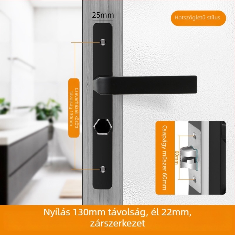 Ajtózár fogantyú – modell Narrow side door lock, anyag: alumínium és vas, típus: fogantyúzár, alkalmazás: WC, stílus: modern minimalista