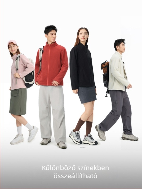 Polár dzseki kardigán kapucni nélküli, belső fleece bélés, téli–őszi szezonhoz