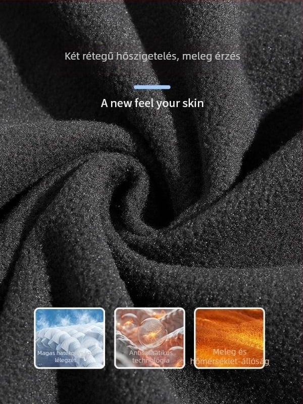 Polár dzseki kardigán kapucni nélküli, belső fleece bélés, téli–őszi szezonhoz