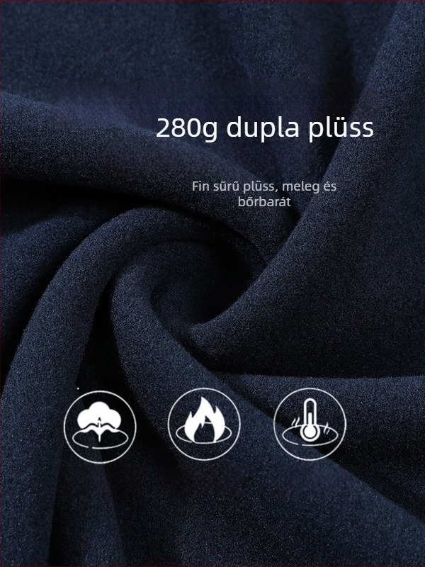 Férfi karcsúsított hosszú ujjú póló fleece-béléssel, kerek nyakkal