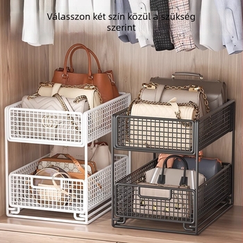 Kétállásos táskák és ruhák tárolópolca – asztali rendező a nappaliba, modern minimalist stílus