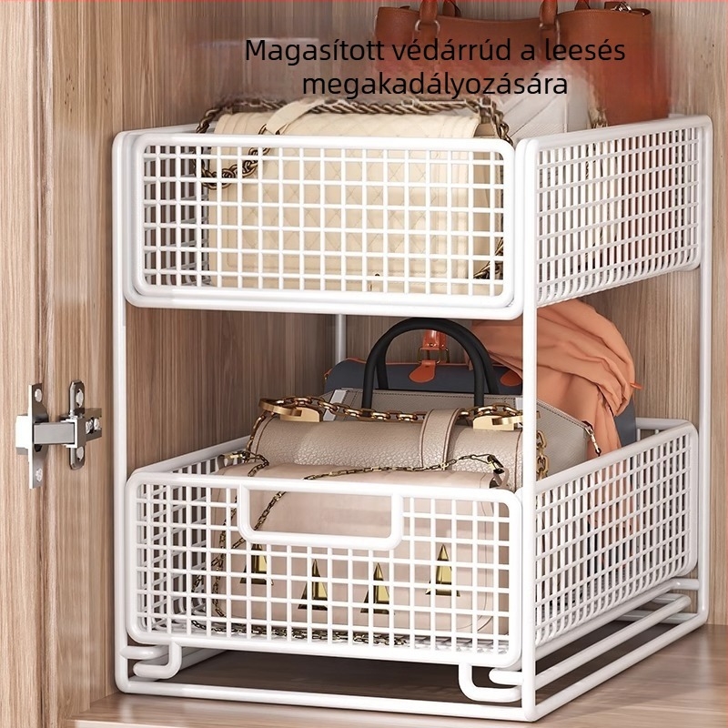 Kétállásos táskák és ruhák tárolópolca – asztali rendező a nappaliba, modern minimalist stílus