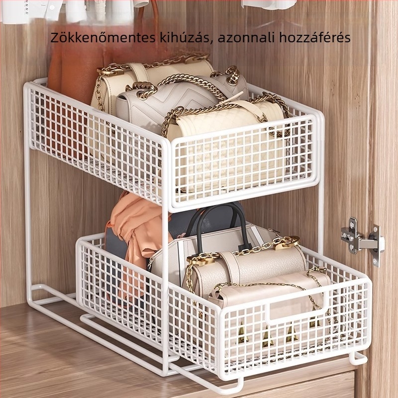 Kétállásos táskák és ruhák tárolópolca – asztali rendező a nappaliba, modern minimalist stílus