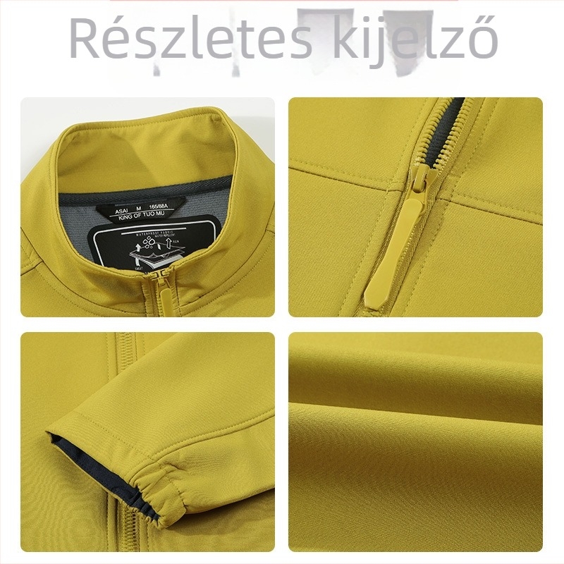 Softshell kabát kültéri viseletre, uniszex kardigán-stílus (poliészter anyag, vízálló, szélálló, lélegző, gyorsan száradó)