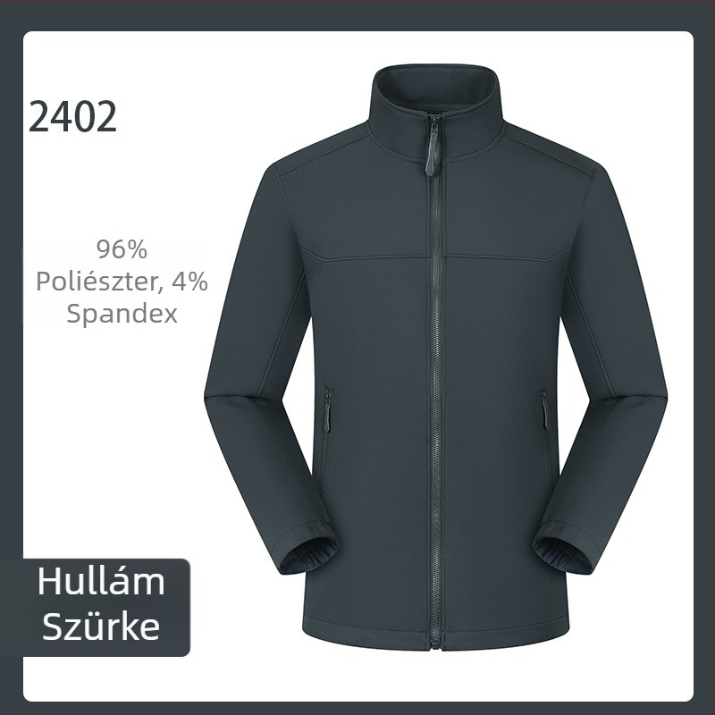 Softshell kabát kültéri viseletre, uniszex kardigán-stílus (poliészter anyag, vízálló, szélálló, lélegző, gyorsan száradó)