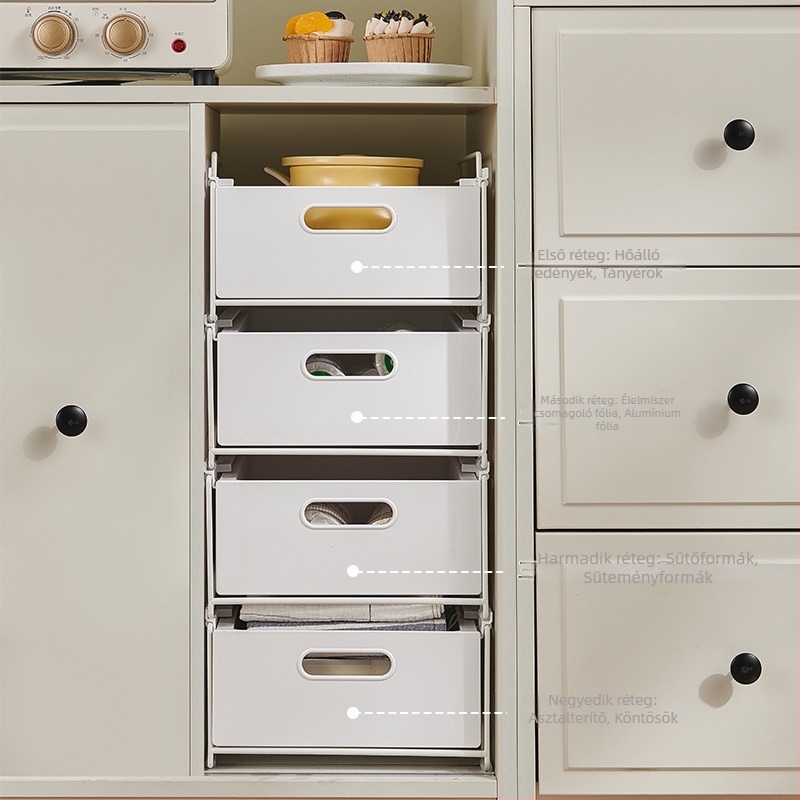 Kihúzható, átfedő fém tárolóállvány, 6 szint mosogató alatt, japán stílusú, modell 5885-5888