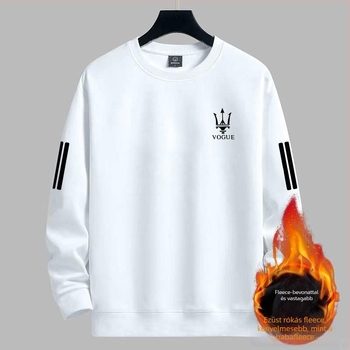 Férfi téli pulóver, laza szabású, kerek nyakú (crewneck), hosszú ujjú, poliészter 96%+