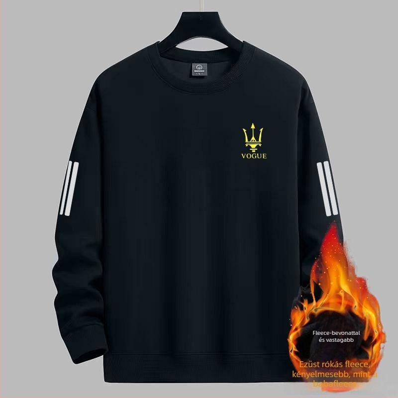 Férfi téli pulóver, laza szabású, kerek nyakú (crewneck), hosszú ujjú, poliészter 96%+