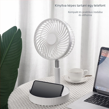 USB-töltésű összecsukható hordozható mini ventilátor 3 lapáttal, 4000–6000 mAh akkumulátor, kefemotor, zaj 36–45 dB, teleszkópos összecsukható kialakítás
