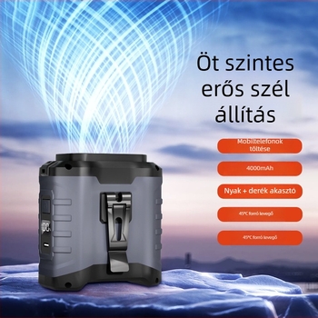 Oldalra csatolható kültéri ventilátor USB-s töltéssel, beépített 6000mAh akkumulátor, brushless motor, 5 sebesség, üzemidő több mint 12 óra